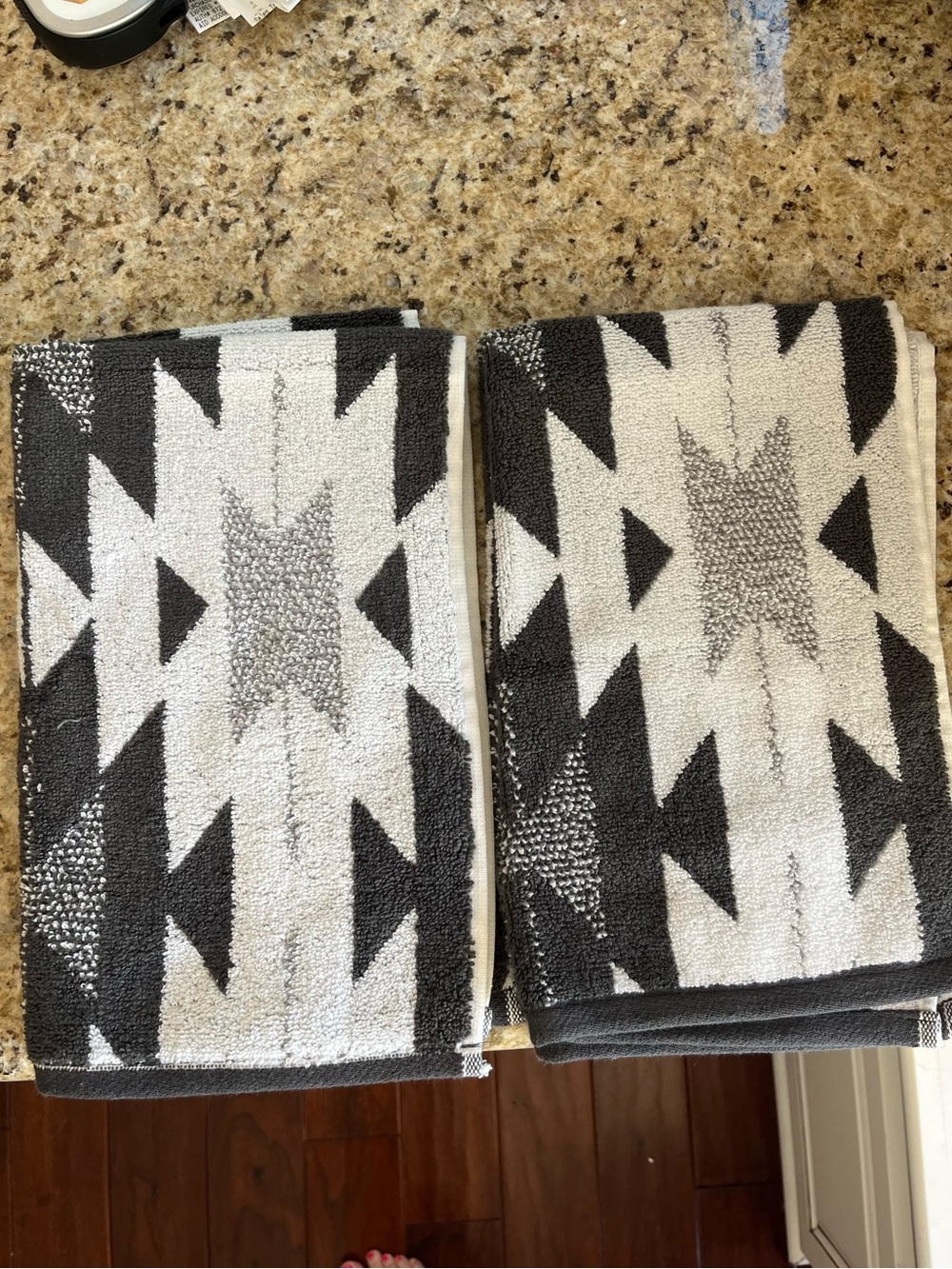 New Set of Wrangler Black and White Geometric Cotton Hand Towels